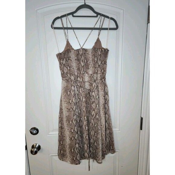 Banana Republic Spaghetti Strap Snake Print Dress Tan Small - Picture 2 of 9